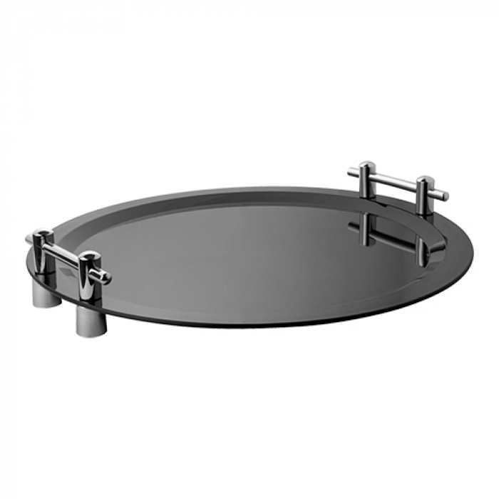 Plateau de service noir rond 50cm - empilable